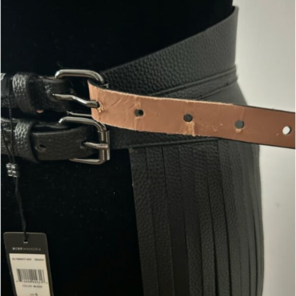 NEW with Tags Festival BCBG MaxAzria Black Fringe Belt S $98 - Picture 8 of 10
